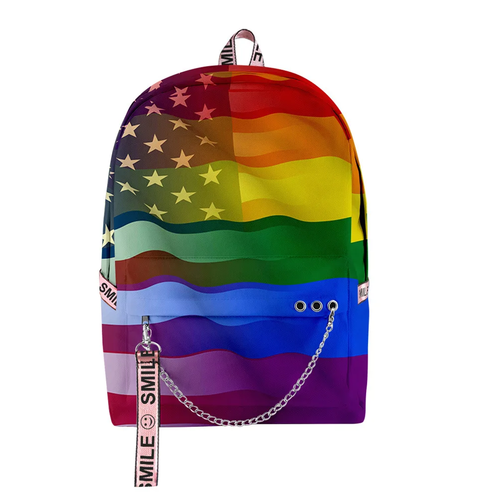 Harajuku Popular Rainbow LGBT Gay Student School Bags Unisex 3D Print Oxford Waterproof Notebook multifunction Travel Backpacks