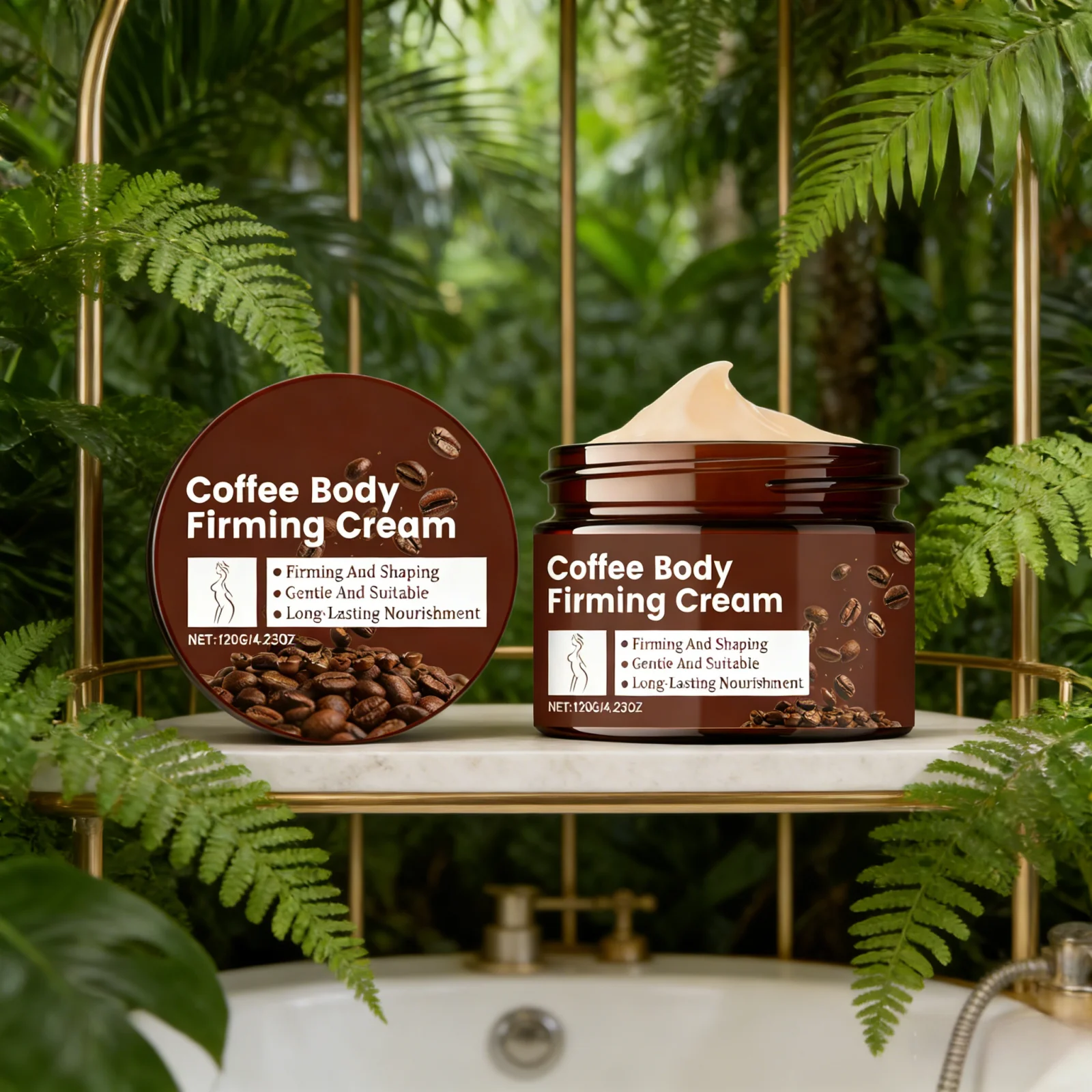 Coffee Firming Body Cream Moisturizing Skin Lifting Deep Hydration Soft Smooth Wrinkle Removal Sculpting Shaping Body Cream 120g