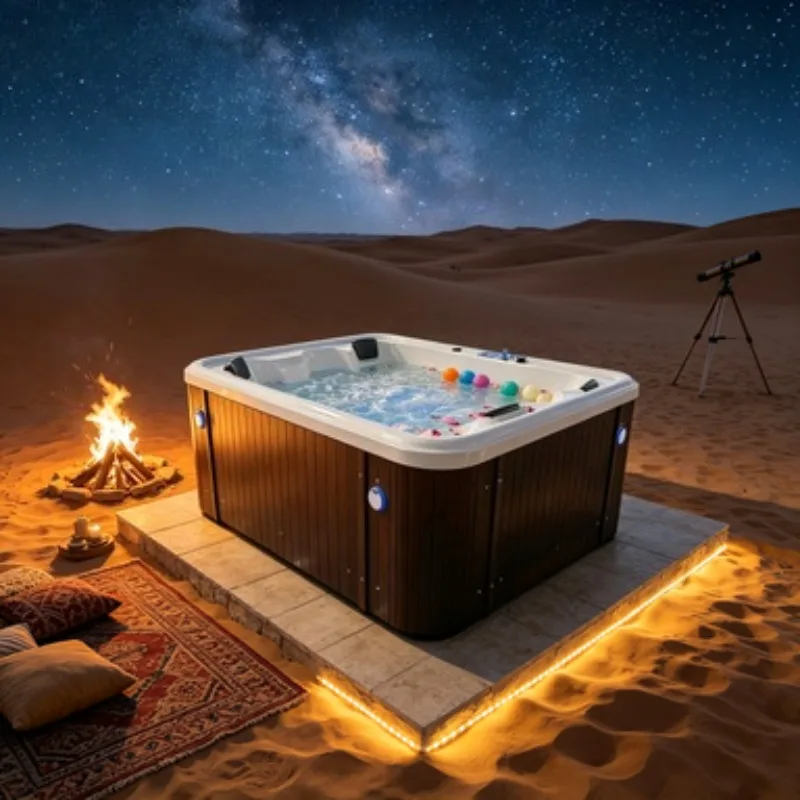 2 Person Portable Whirlpool Bathtub Spa Hot Tub Acrylic Massage Jacuzzi Freestanding Soaking Tub with Custom Waterfall Design