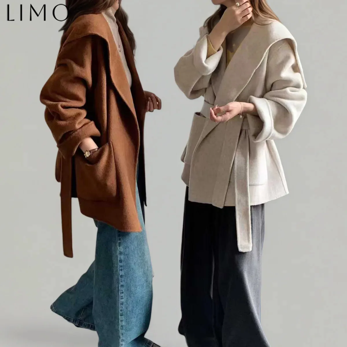 

LIMO Women's Short Coat Wool Cotton Blend Designer Style Autumn Winter Commuting Trendy Outerwear Easy to Wear for Going Out