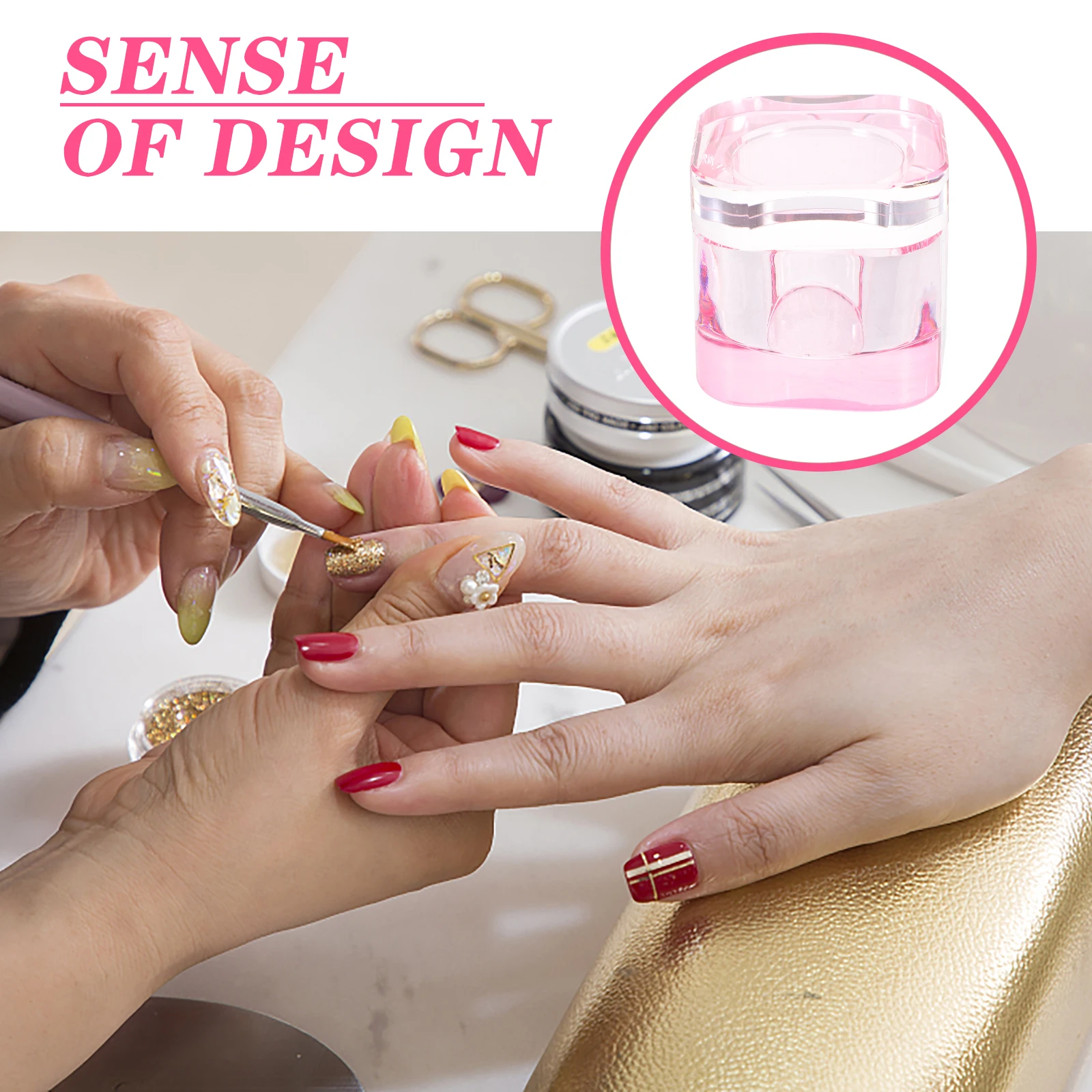 クリスタルガラスネイルディッシュカップ衝突防止マニキュアツールアクリルネイル用液体パウダーホルダー蓋付き