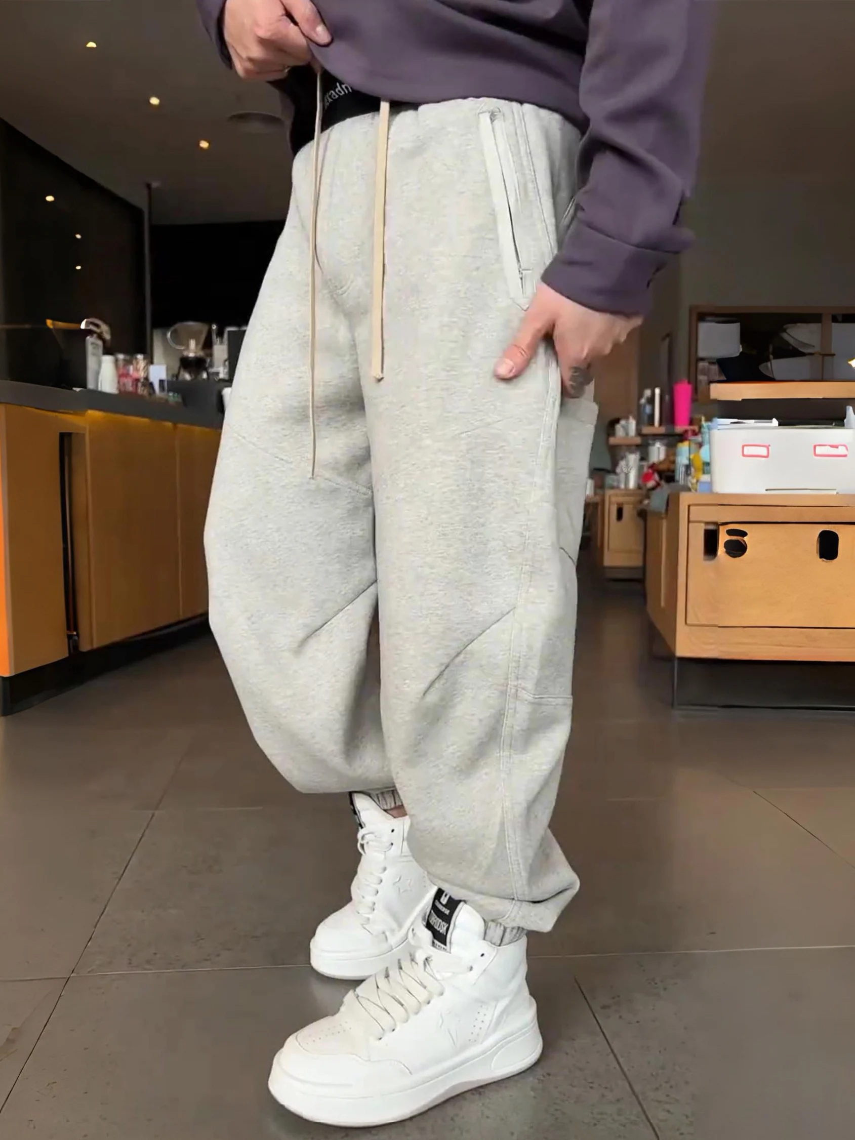 

Модные мужские повседневные брюки, осенние легкие роскошные широкие брюки Harlan, свободный крой, лоскутные стринги с несколькими кетами, эластичные брюки...