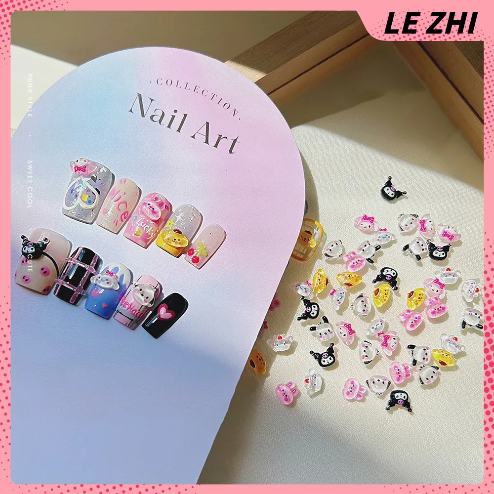 

50PCS Cartoon Nail Accessories Hello Kitty Cinnamoroll Mymelody Kuromi Charms Mixed Size Bulk Manicure Jewelry DIY Supplies