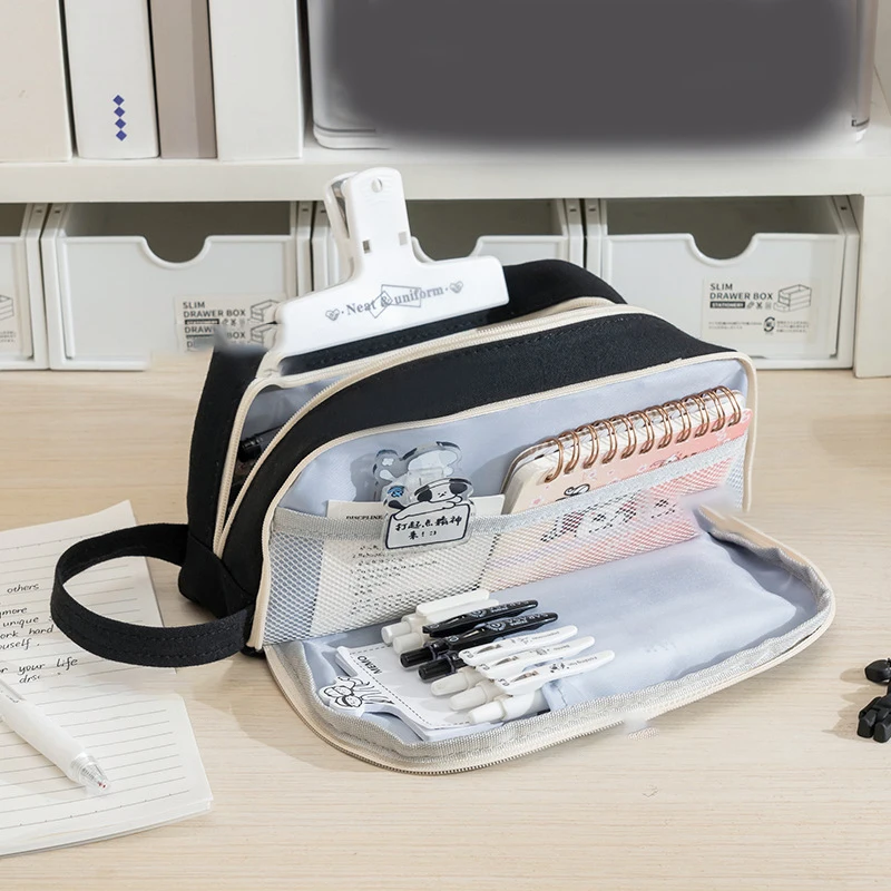 Bonita bolsa de lápices de gran capacidad, estuches escolares para niñas, bolsa de soporte de papelería coreana, estuche para bolígrafos para niños, suministros escolares para estudiantes