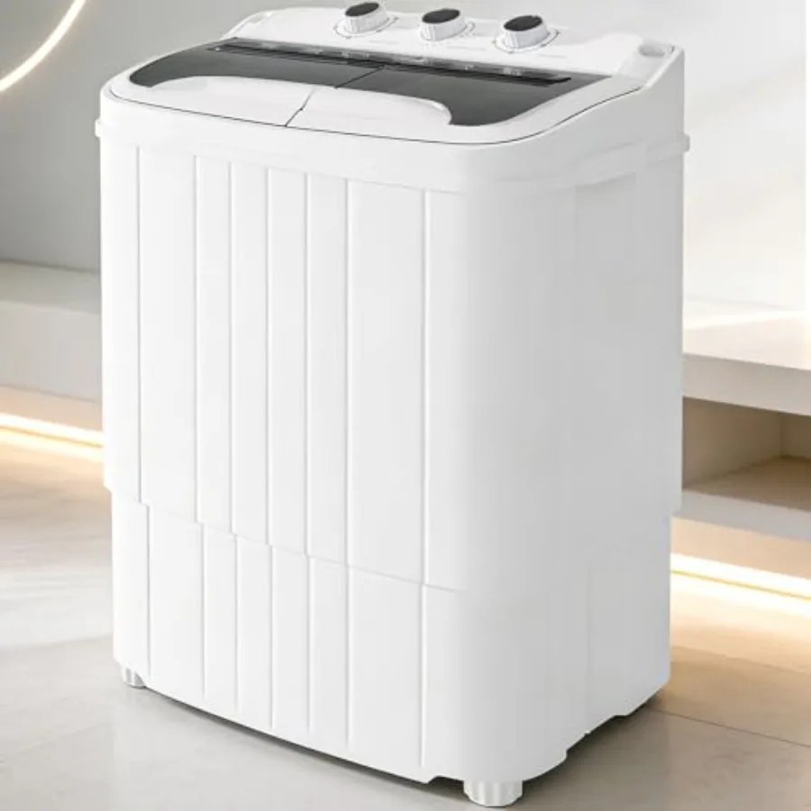 

Портативная стирально-сушильная машина с двумя баками, 17 фунтов, мощность стирки 250 Вт, скорость отжима 1300 об/мин, компактная мини-стиральная машина с функцией замачивания и отжима для дома