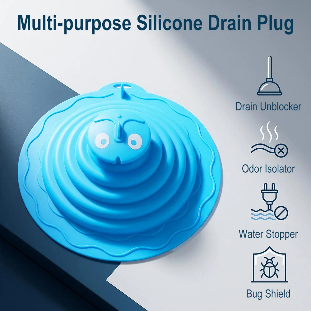 Creative Cute Sink Stopper Silicone Drain Plug Bathtub Drain Stopper Universal Suction Shower Plug Bathroom Kitchen Accessories