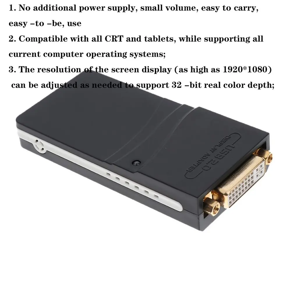 محول رسومات فيديو متوافق مع USB 2.0 إلى VGA/DVI/HDMI مناسب لشاشات متعددة بطاقات رسومات للنافذة 10/8.1/8/7