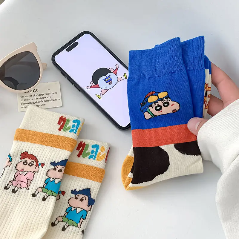 Kawaii Cartoon Socks Crayon Shin-Chan Anime Cute Crayon Shin-Chan Autumn Soft Comfortable Long Socks Originality Children Gifts