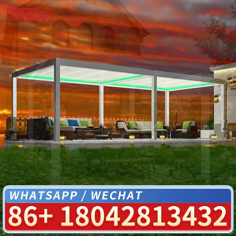 Adjustable Rainproof Aluminum Pergola Sleek Innovative Patio Canopy Europe Garden Deck Backyard Weather Resistant Louvered Roof
