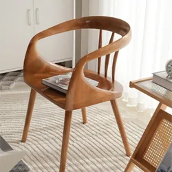 Cadeira de jantar de madeira maciça com encosto do braço, Nordic Home, Modern Minimalista Coffee Chair, Sala e Móveis de Cozinha, Novo