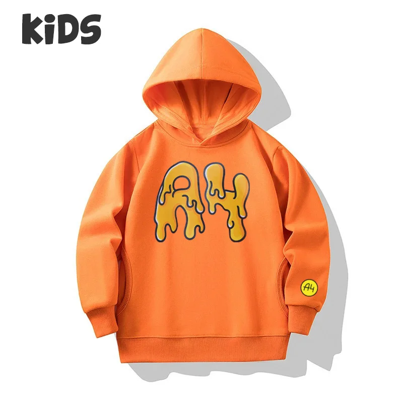 A4 Donut Print Kids Hooded Sweatshirt Children's Cotton Long Sleeve Printing Comfort Hoodies Boys Girls Family Clothing