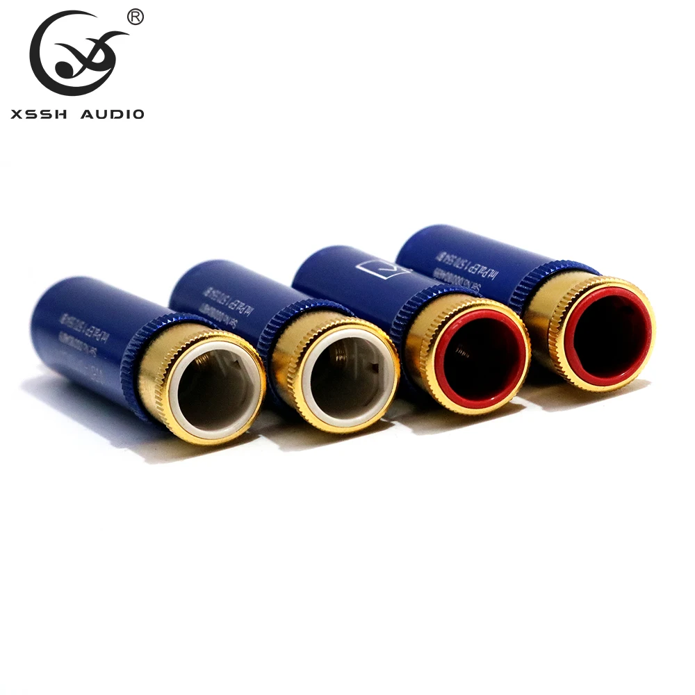 Konektor RCA XSSH YIVO Hi-End HIFI OEM ODM DIY Tembaga Murni Berlapis Emas Pria 10Mm Diameter Maks Colokan RCA Jack untuk Kabel Audio