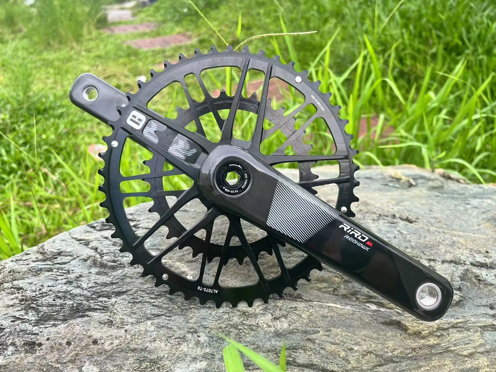 RIRO Carbon Fiber Kurbel Rennrad 11/12 Geschwindigkeit 50-34/53-39T Direct Mount Fahrrad Ultraleichte Kurbelgarnitur 170mm 46/48/50/52T Kettenblatt – Detail 14