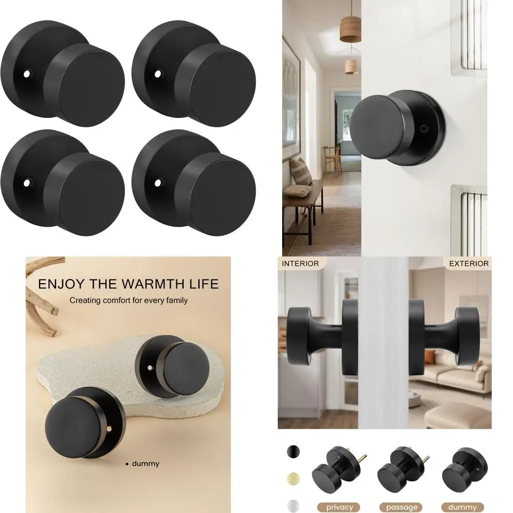 

Набор матовых черных дверных ручек-пустышек из 2-х декоративных односторонних ручек для шкафов, кладонов, французских дверей, нефункционального привода