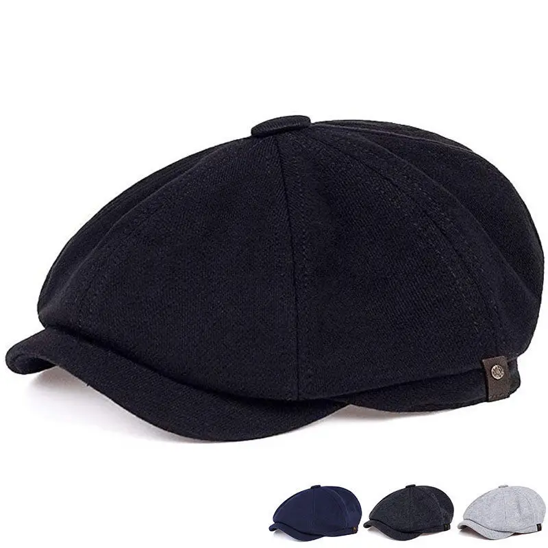 Sombrero octogonal Retro para hombre y mujer, gorro de vendedor de periódicos británico que combina con todo, boina parasol para salida, sombrero de