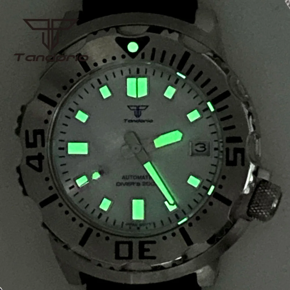 Tandorio NH35A 42mm Monster 20Bar Dive Automatic Watch for Men Luminous MOP Dial AR Sapphire Glass 3.8 Screw Crown Date Rubber