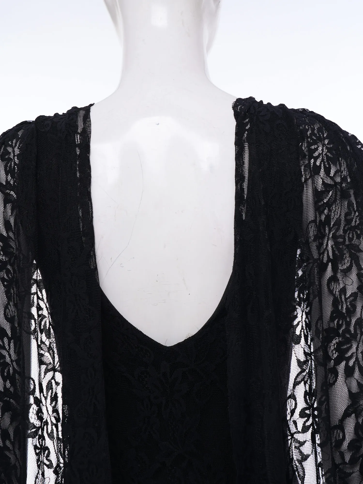 Women Lace Leotard Bodysuit Cape Sleeve Front Overlay Backless Buttoned Crotch Elegant Lace Jumpsuit Rompers for Party Dinner