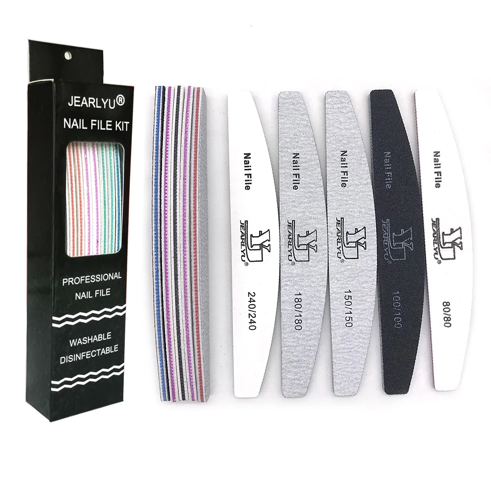 

10PCS Nail Files 80/100/150/180/240 Grit Emery Board Professional Washable Doubl Sided Nails File For Acrylic Nails Manicure Set