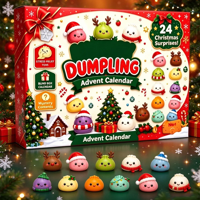 Christmas Advent Calendar 24Day Dumpling Squishy Toys Slow Rising Fidget Squeeze Toy Stress Relief Xmas Decor Gift