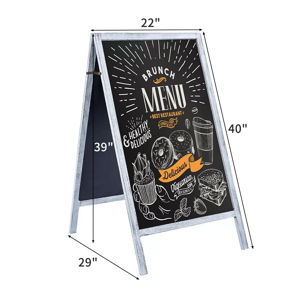 

40" x22" Double Sided Wood A-Frame Sidewalk Chalkboard Easel Signs Menu Display