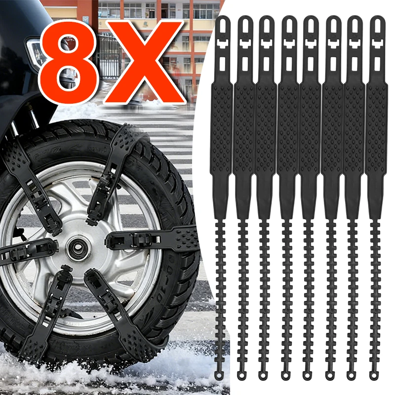 4/8 قطعة الشتاء سلامة الطوارئ إطار دراجة نارية المضادة للانزلاق العلاقات حزام الإطارات سلسلة دراجة نارية اكسسوارات الإطارات المضادة للانزلاق سلاسل