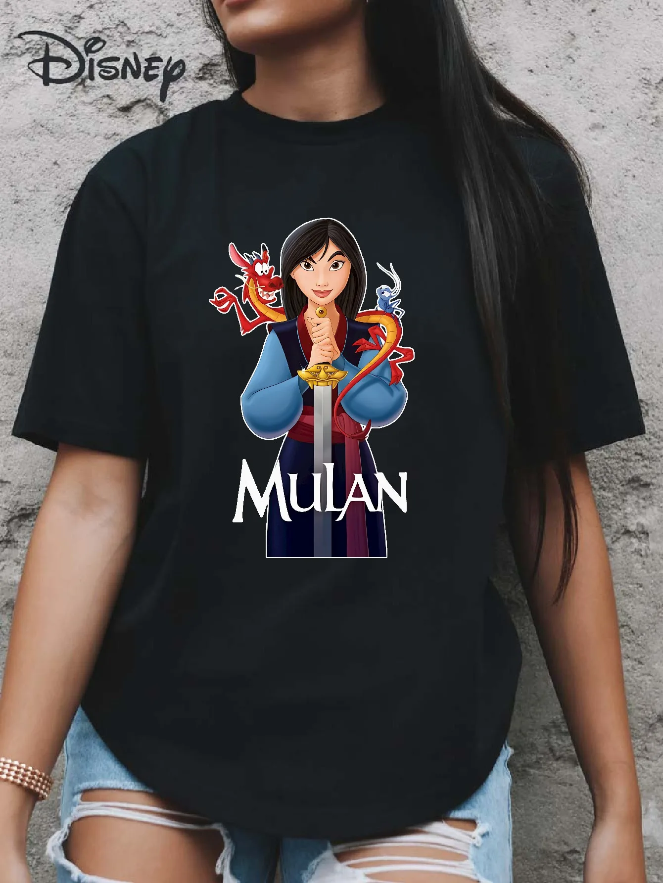 

Disney Mulan Women's Red T-shirt - Mulan and Musa Pattern Short Sleeve, Soft and Breathable Cotton