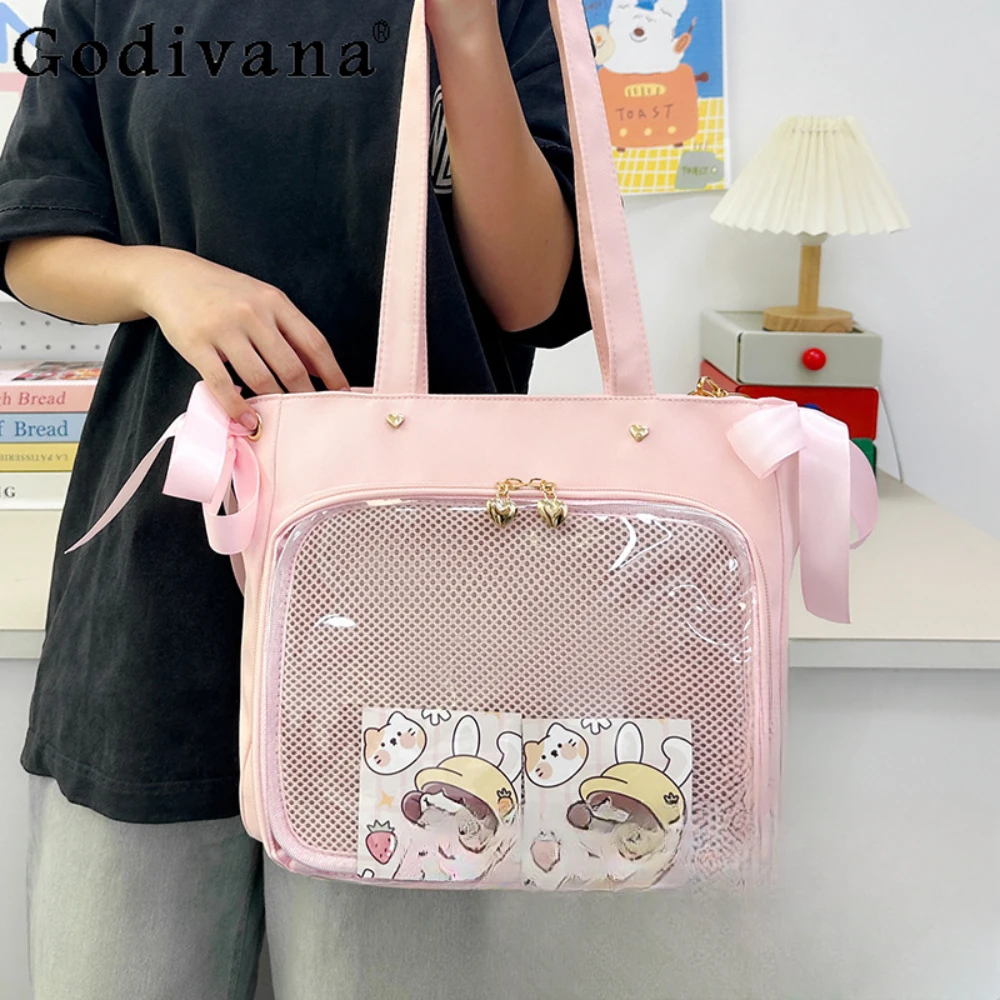 Sweet Cute Large Capacity Transparent Womens Shoulder Crossbody Bag Japanese Fashionable Itabag Kawaii Bolso