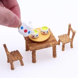 1 Set Dollhouse Miniature Simulation Tea Set Model Resin Furniture Accessories For Doll House Decor Kids Pretend Play Toys Gift