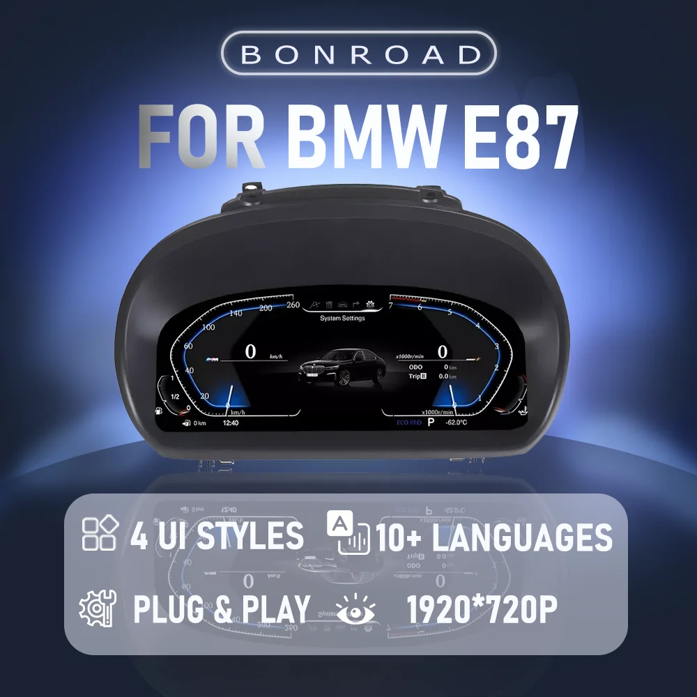 

BONROAD 1920*720P ЖК-дисплей, цифровая панель приборной панели, кластер для BMW 1 серии E81 E82 E87 E88, автомобильный спидометр Virtuele Cockpit