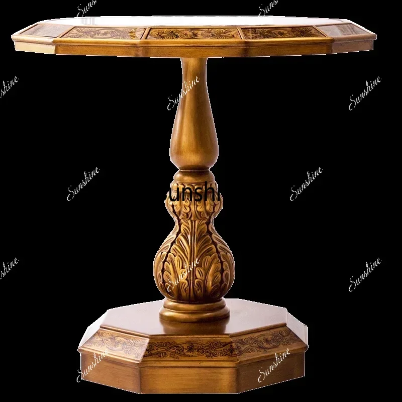 

American living room balcony corner home carving art small coffee table brown designer fashion high-end