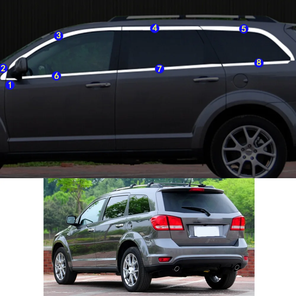 Car Sticker Garnish Pillar Window Middle Strip Trim Frame Hoods For Dodge Journey 2009 2010 2011 2012 2013 2014 2015 2016