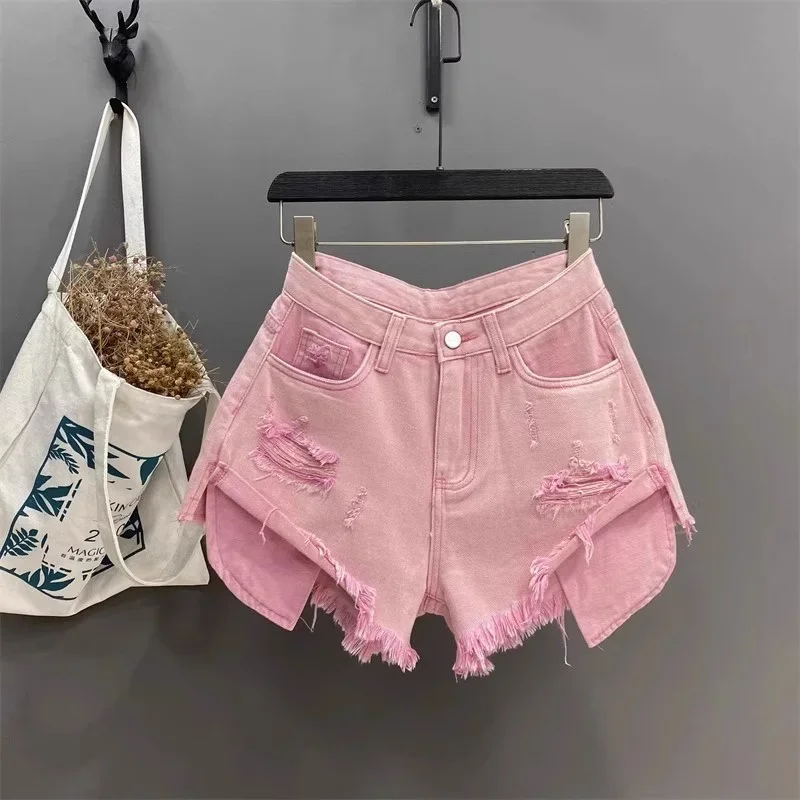 Hairy Edge Sexy Hot Girl Denim Shorts 2025 Summer New High Quality Women Jeans Mujer High Waist Legs Long Hot Pants