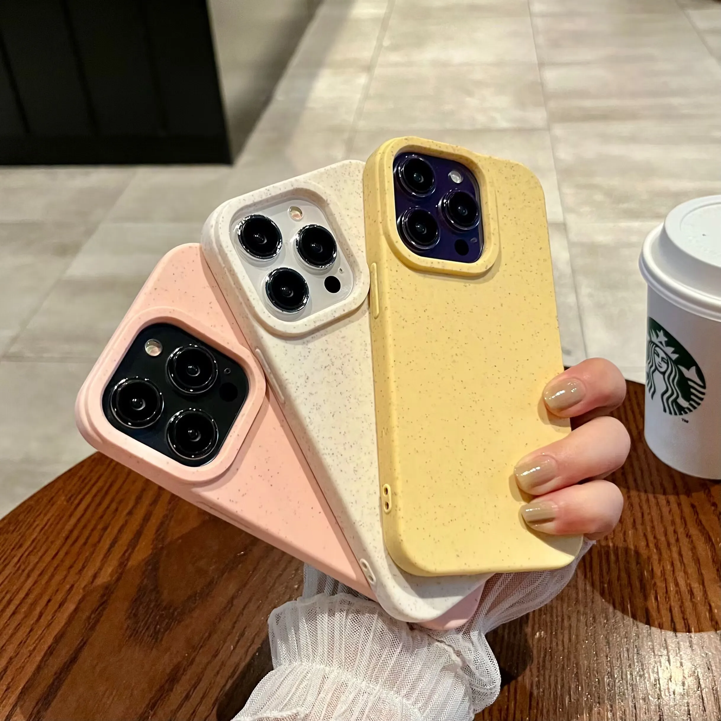 Eco Biodegradable Wheat Straw Soft Silicone Case For iPhone 15 11 12 13 14 Pro Max 7 8 14 Plus XR XS Max SE 2 3 Shockproof Cover view 2
