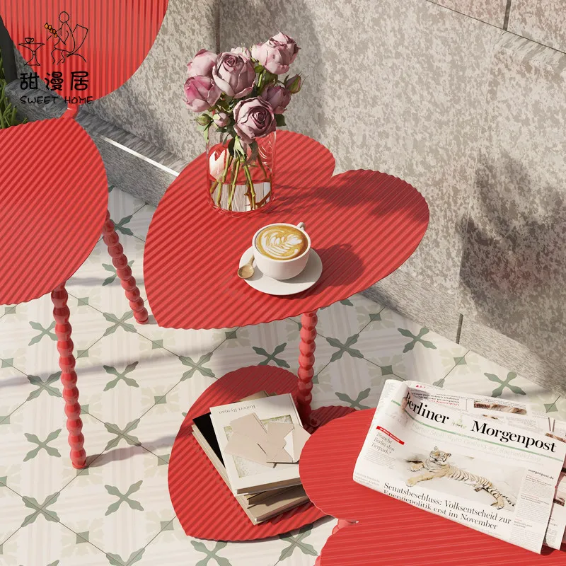 Red love master design tables and chairs extremely  metal modern art posing Internet celebrity modeling table and chair set