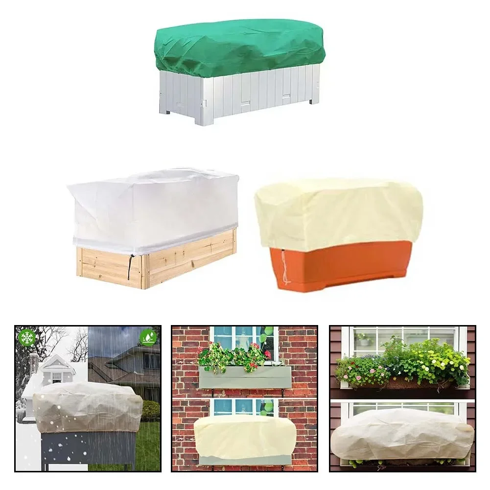 

1pc Plant Covers Freeze Protection Rectangular Plant Box Plant Covers For Winter Beige/White/Green Non-woven Fabric Plant Covers