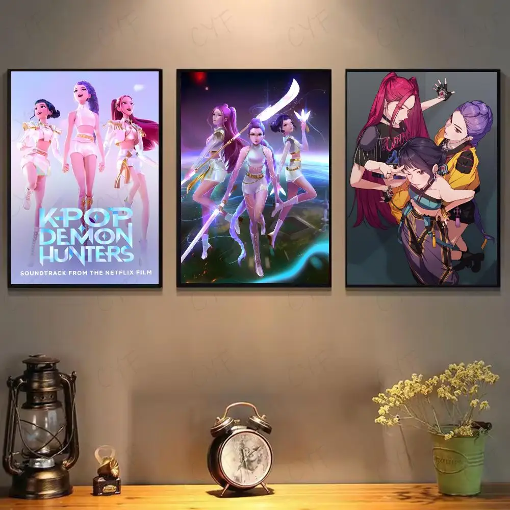 ملصق فني لفيلم KPop Demon h-Hunters جدار لاصق مقاوم للماء لغرفة المعيشة المنزلية وغرفة النوم والديكور الجمالي
