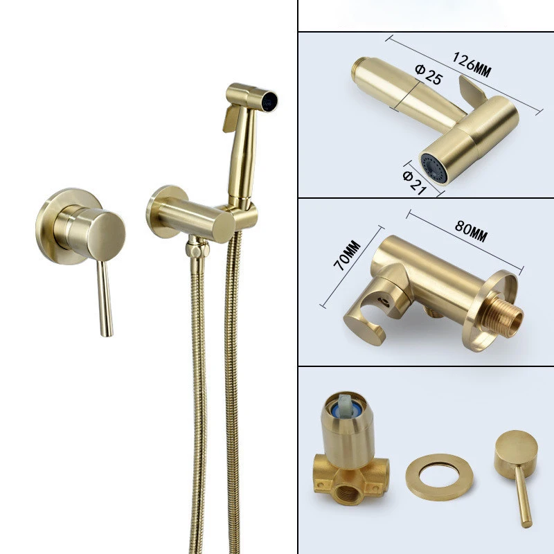 

ULA Black Gold Bidet Faucet Portable Bidet Sprayer Brass Toilet Bidet Faucet Hot Cold Water Mixer Tap Bathroom Hygienic Shower