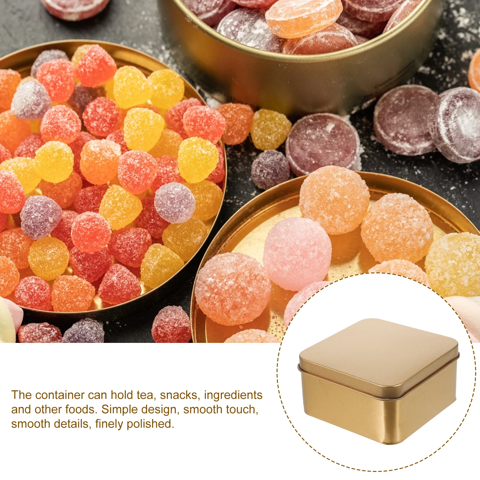 

10pcs Square Tinplate Boxes Gold Medium Storage Wedding Xmas Cookie Jars Metal Tins Decorative Containers Small Lid