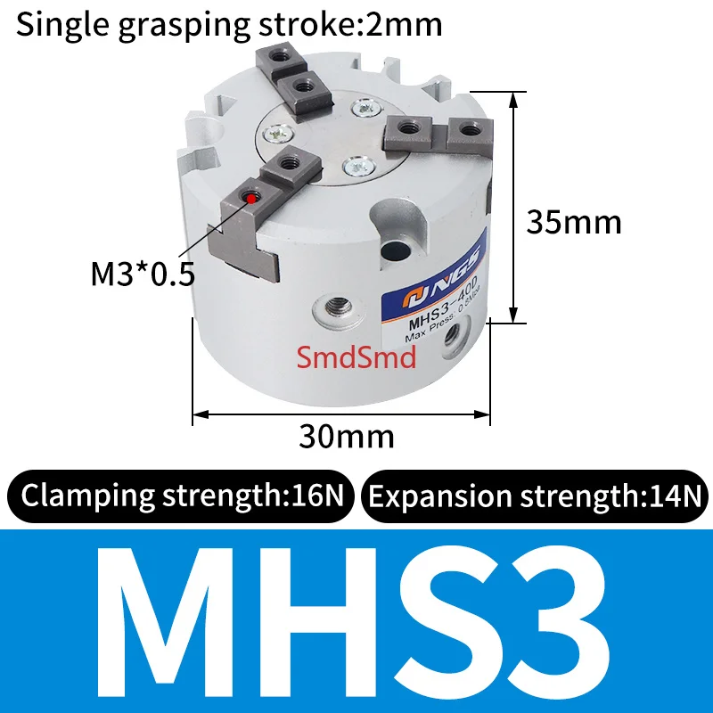 Pneumatic Parallel Style Three Finger Air Gripper Cylinder MHS2/MHS3/MHS4/MHSL3 Series 20D 25D 32D 40D 16D 50D 63D -80D 125D