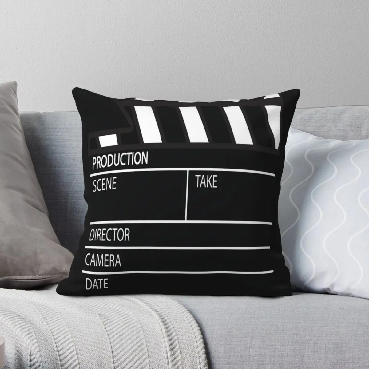 Clapper Board Director Action Square Pillowcase Polyester Linen Velvet Creative Zip Decor Pillow Case Car Cushion Cover 18