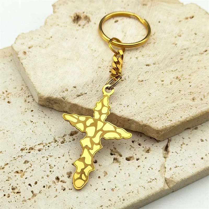 Religious Faith Cross Keychain for Women Men Gold Color Crucifix Backpack Pendant Key Ring Jewelry Gift llaveros K3556S06