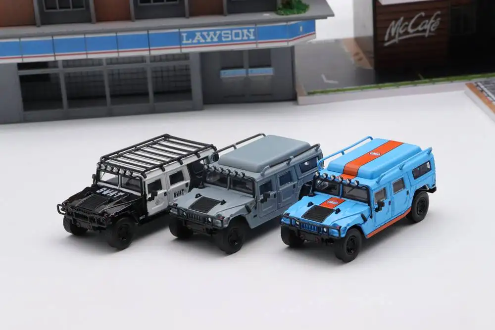 Master 1/64 for Hummer H1 Civilian G-U-L-F Police SUV Diecast Toys Car Models Collection Gifts