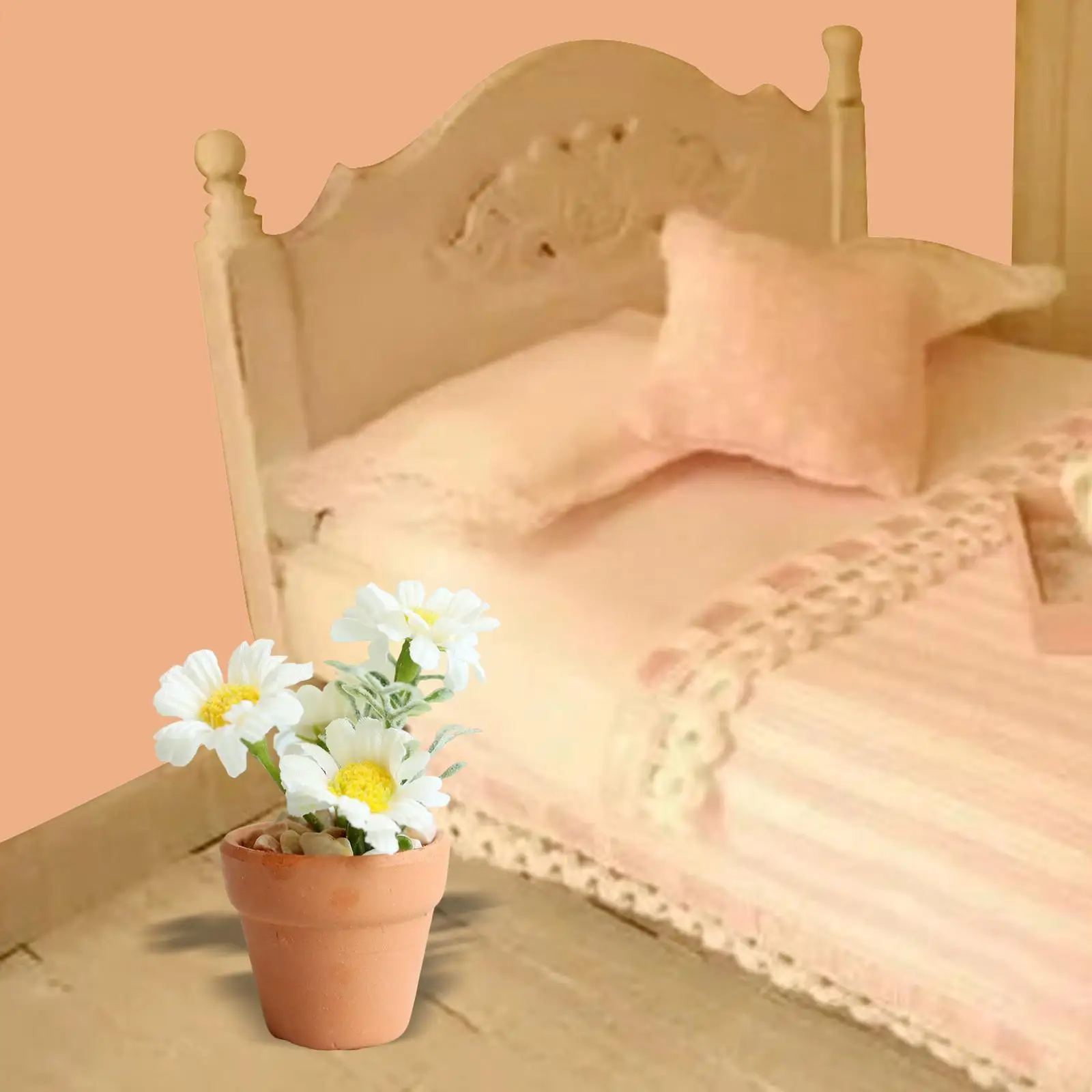 5x 1:6 escala casa de bonecas em vaso flores cena fada jardim sala micro paisagem móveis mini bonsai artificial modelo ornamentos