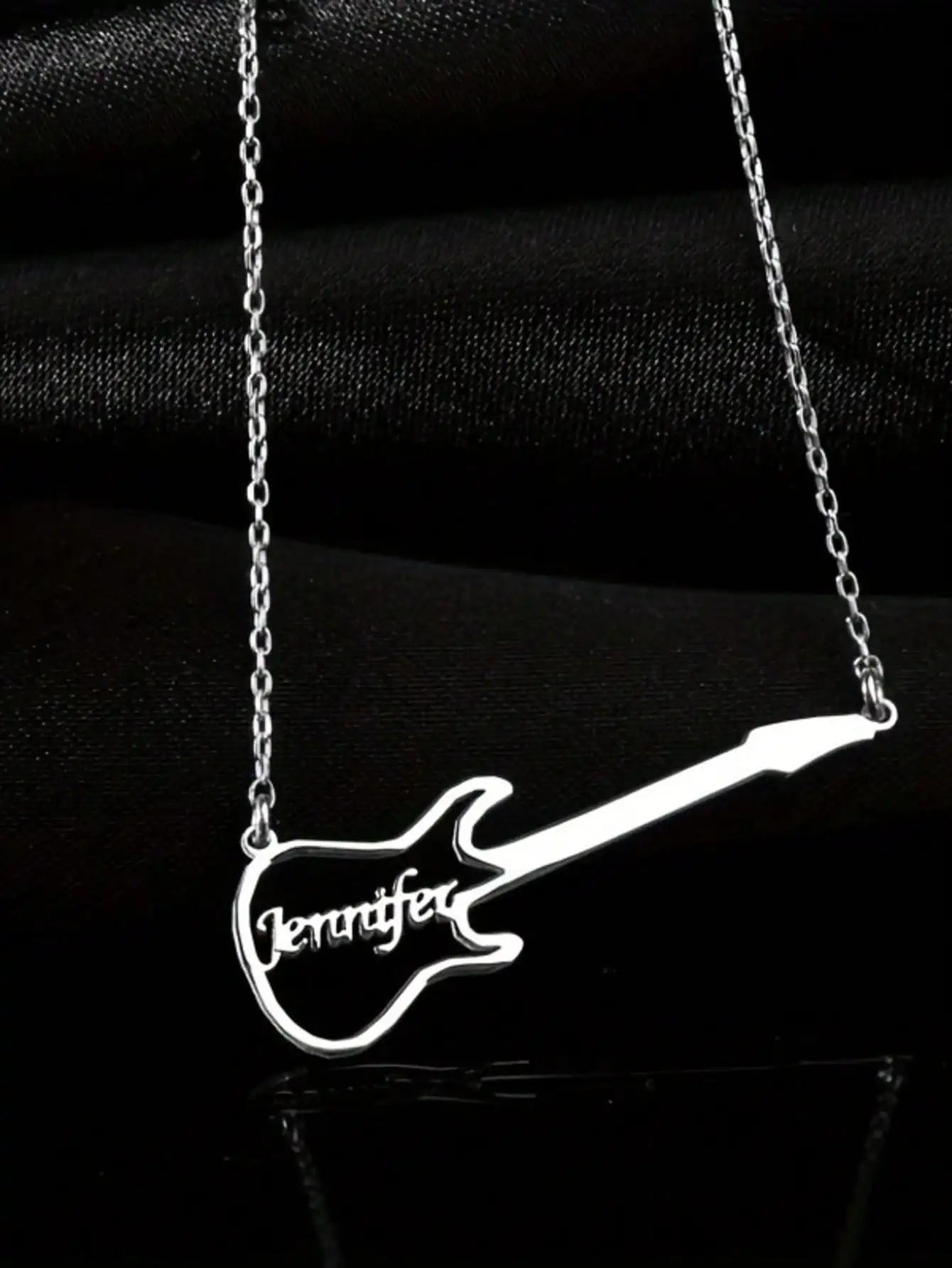 Custom Guitar Name Necklace Personalized Rock Music  Necklace Stainless Steel Nameplate Pendant Necklace Language English Only