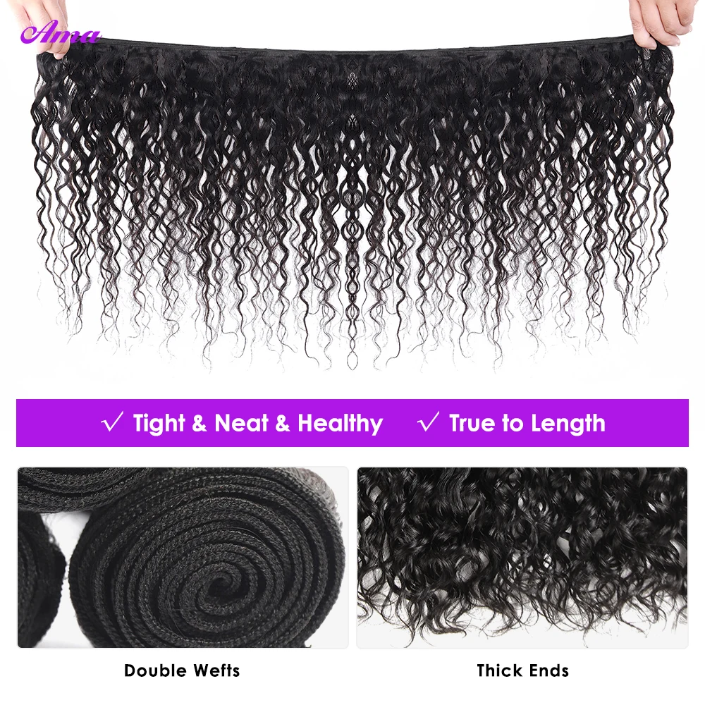 28 30Inch Water Wave Human Hair Bundles with  Frontal Peruvian Hair Bundles with Frontal  Remy 100% Human Hair Extension