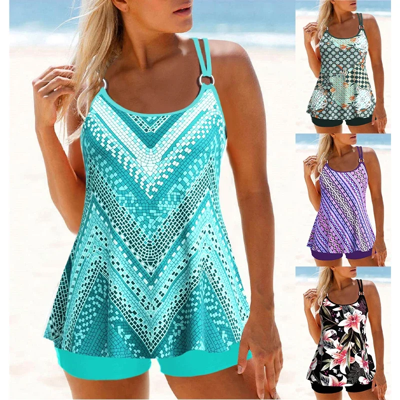 2023 Summer Regular Tankini New Design Printed Women\'s Swimwear Two Piece Swimwear Bikini Set Beach Wear Swimwear Swimwear Set