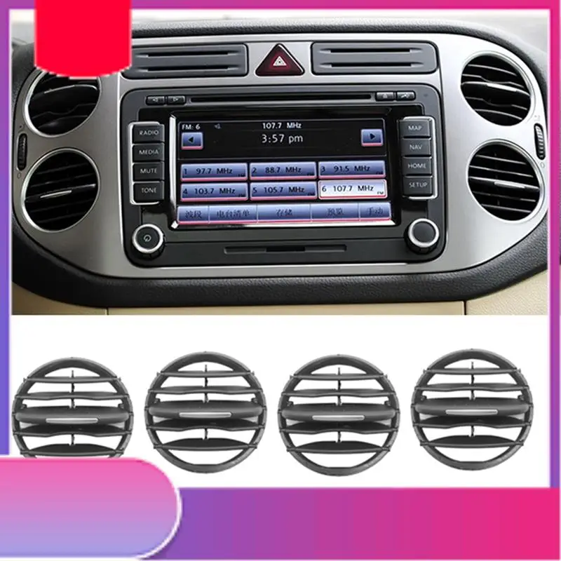 

4Pcs Car Dashboard Middle A/C Air Outlet Grille 5ND858069 For VW Tiguan 2010-2017 Round Air Outlet Grille-Y79A