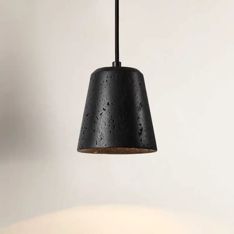 Wabi Sabi Natural Black Stone Room Decoration Small Pendant Lamps Indoor Restaurant Bar Counter Apartment High-End Droplight