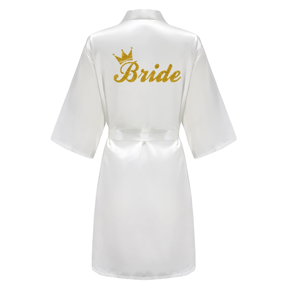 Peignoir Kimono Satin Bride Femme - Robe De Chambre Mariage Bridesmaids Manches Courtes