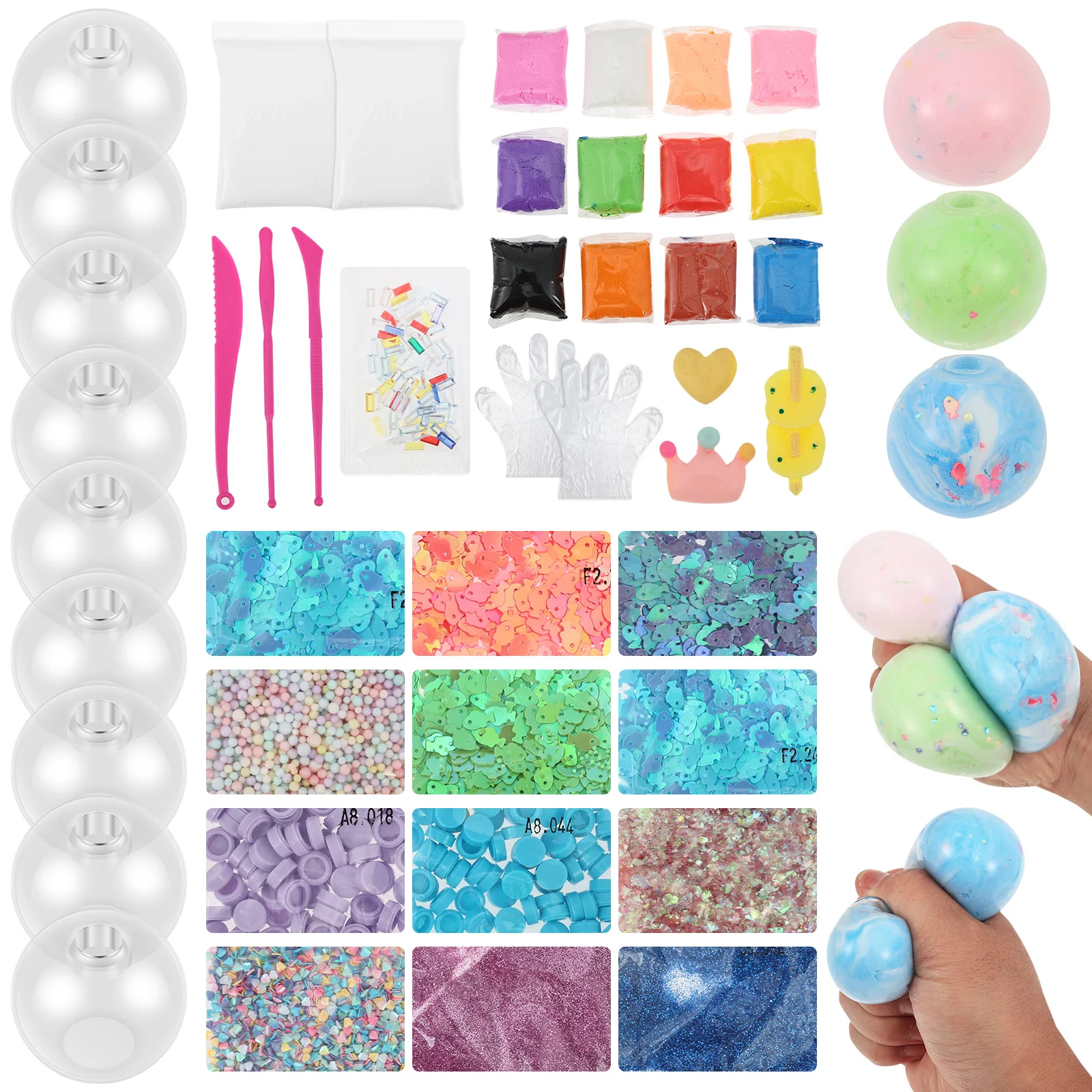 Kit DIY para hacer bolas antiestrés portátiles, juego de bolas antiestrés transparentes vacías para hacer tú mismo en casa, kit de fabricación de bolas antiestrés con sistema de vacío.